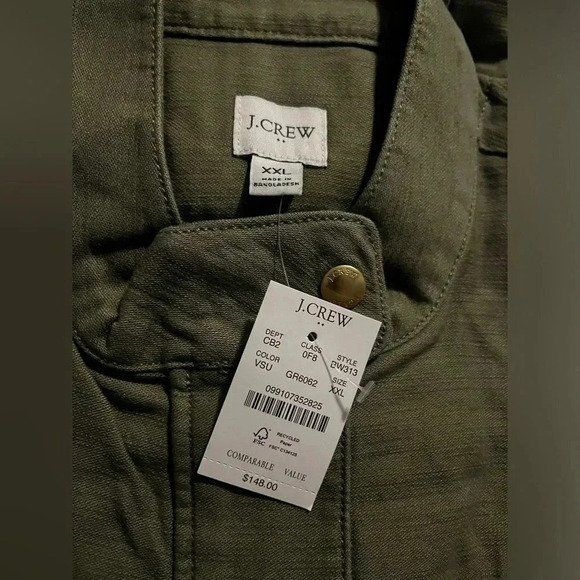 J Crew Utility Jacket Olive Green NWT Women’s Size XXL Cotton Blend Zip Up - Picture 5 of 11